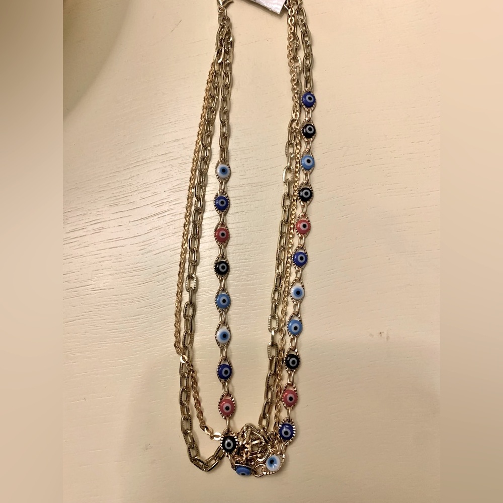 Lovestyle evil eye gold chain necklace set NWT